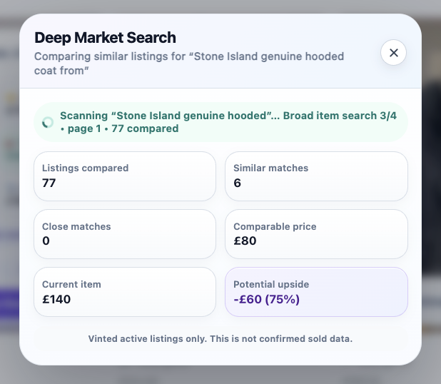 Deep Market Search results — scanning in progress