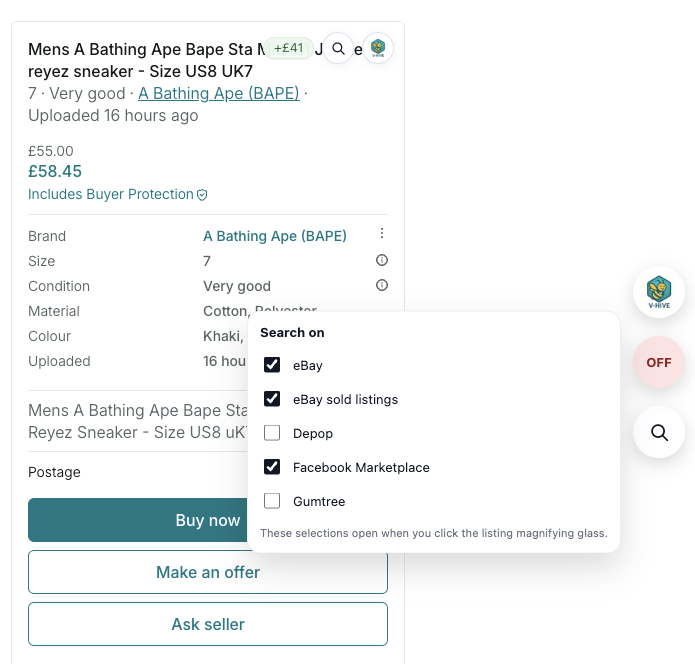 Search other marketplaces manually in one click